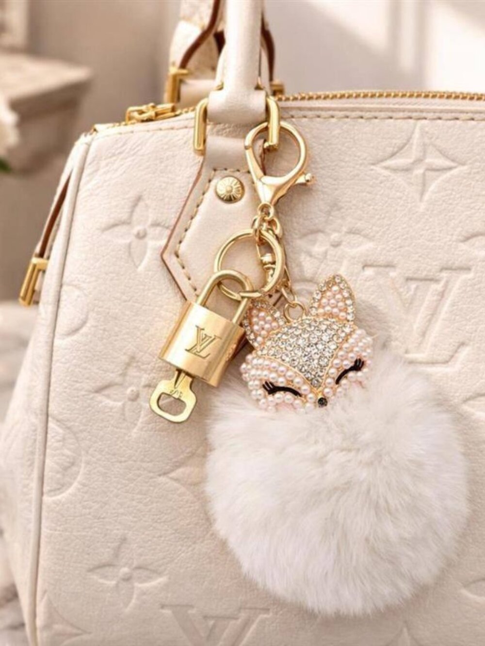 Authentic Louis Vuitton Gold Padlock 🔑 Unbranded Keychain Bag Charm LV
